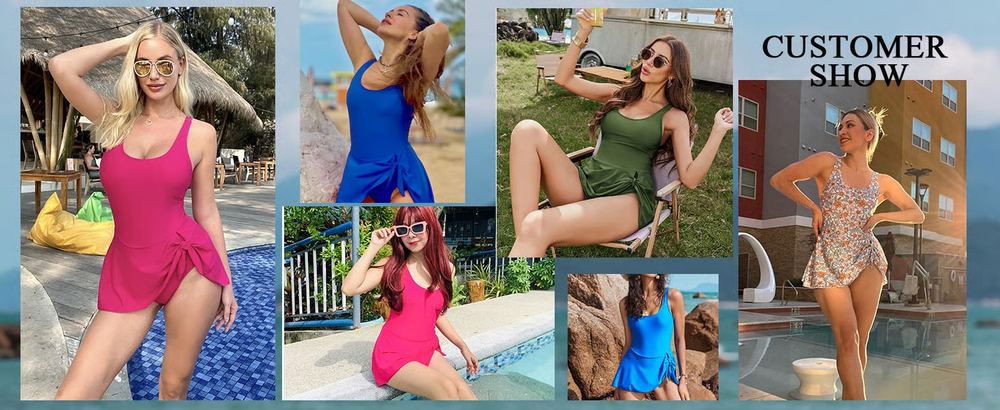 SunnieSlay - One-Piece-Swimdress for Women with Tummy Control
